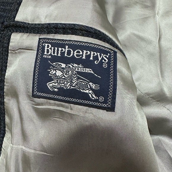 I56 Vintage BURBERRY Navy Blue Glen Plaid Wool Blazer Sport Coat jacket 46R - Picture 8 of 10